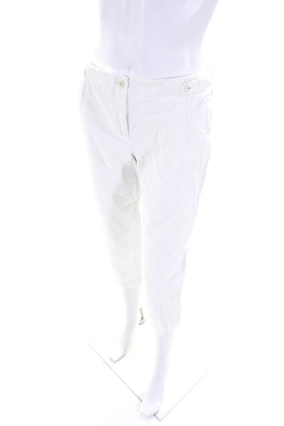 J. Mclaughlin Women's Flat Front Straight Leg Ankle Pant White Size 2