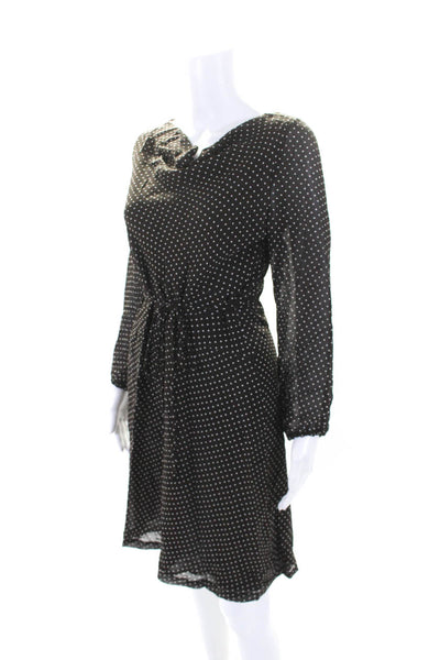 Escada Womens Long Sleeve Cowl Neck Polka Dot Sheath Dress Brown Size IT 36