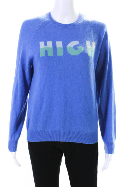 27 Miles Womens Knit Graphic Print Long Sleeve Pullover Sweater Top Blue Size X