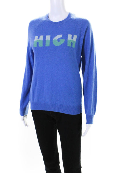 27 Miles Womens Knit Graphic Print Long Sleeve Pullover Sweater Top Blue Size X