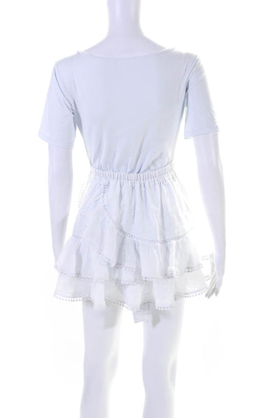 Charo Ruiz Womens Elastic Waistband Tiered Mini A Line Skirt White Size XS