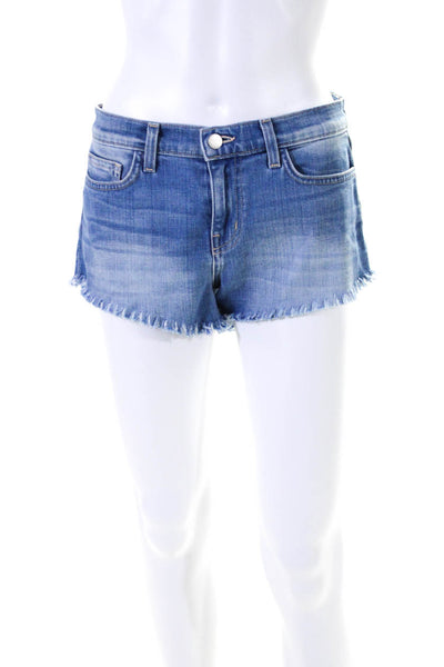 L Agence Womens Zipper Fly Fringe Zoe Denim Short Shorts Blue Size 25