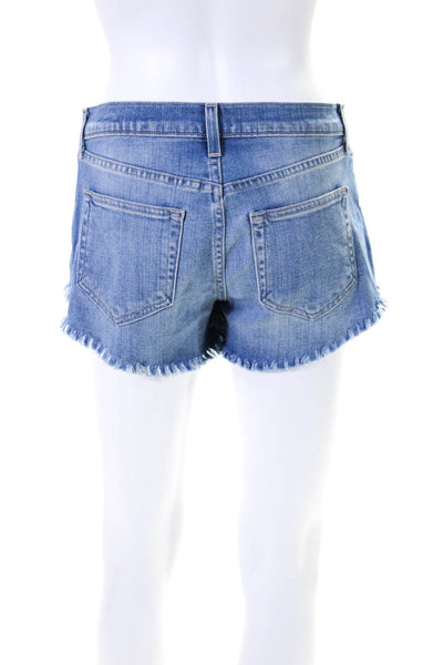 L Agence Womens Zipper Fly Fringe Zoe Denim Short Shorts Blue Size 25