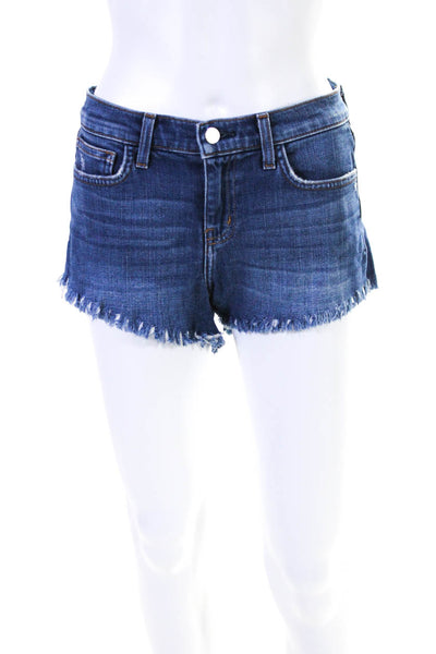 L Agence Womens Zipper Fly Fringe Denim Zoe Short Shorts Blue Size 24