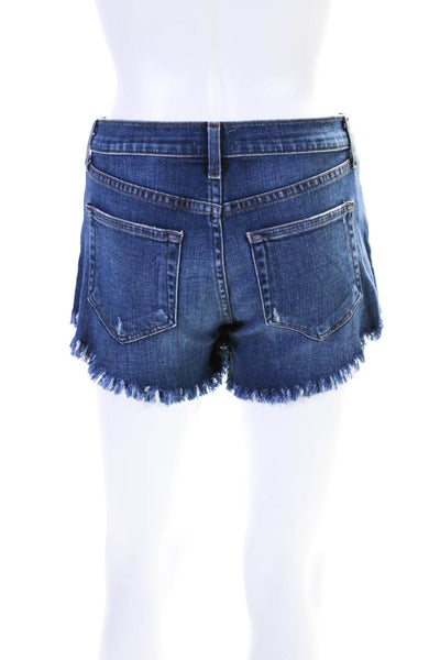 L Agence Womens Zipper Fly Fringe Denim Zoe Short Shorts Blue Size 24