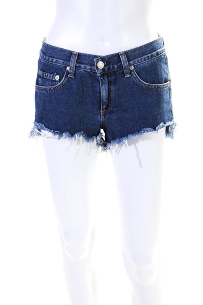 Rag & Bone Jean Womens Zipper Fly Fringe Denim Short Shorts Blue Size 24