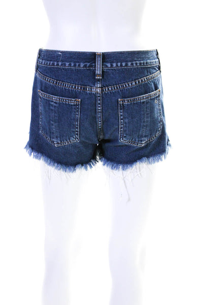 Rag & Bone Jean Womens Zipper Fly Fringe Denim Short Shorts Blue Size 24