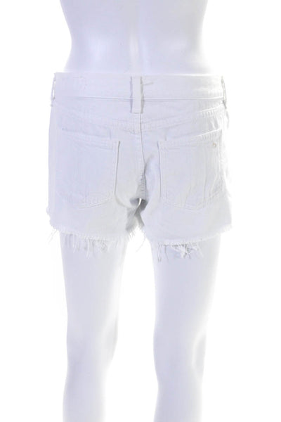 Rag & Bone Jean Womens Mid Rise Fringe Denim Short Shorts White Size 24