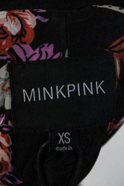 MINKPINK Womens Front Zip Collared Knit Jacket Black Size Extra Small