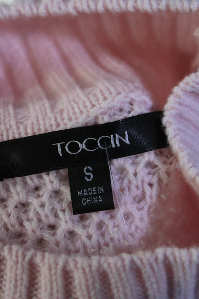 Toccin Womens Chunky Knit Wrap Waist Turtleneck Crop Sweater Pink Size Small