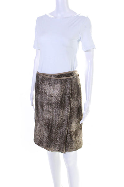 Armani Collezioni Womens Brown Printed Knee Length Belted Wrap Skirt Size 6