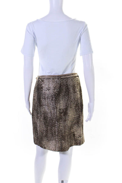 Armani Collezioni Womens Brown Printed Knee Length Belted Wrap Skirt Size 6