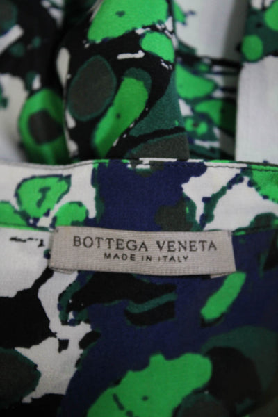 Bottega Veneta Womens Silk Abstract Print Belted Dress Blue Green Size EUR 42