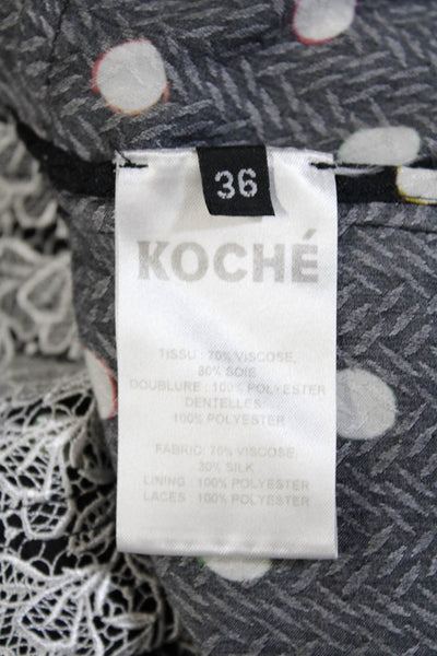 Koché Womens Polka Dot Panel Dress Black Size 4 12267830