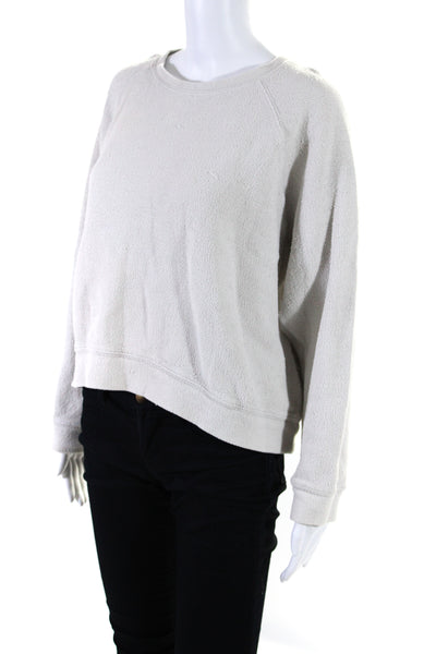 The Lady + The Sailor Womens Scoop Neck Knit Sweatshirt White Cotton Size 2