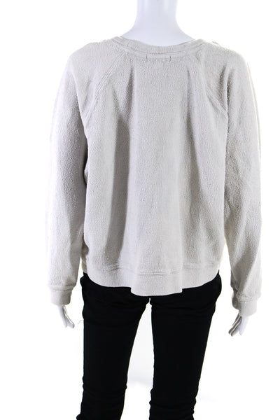 The Lady + The Sailor Womens Scoop Neck Knit Sweatshirt White Cotton Size 2