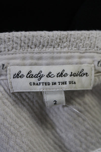 The Lady + The Sailor Womens Scoop Neck Knit Sweatshirt White Cotton Size 2