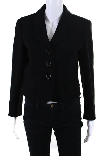 Moschino Cheap & Chic Womens Three Button Cropped Blazer Jacket Black Size 8