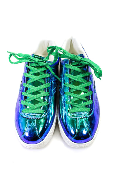 Tretorn Womens Holographic Chrome Metallic Low Top Sneakers Blue Green Size 6