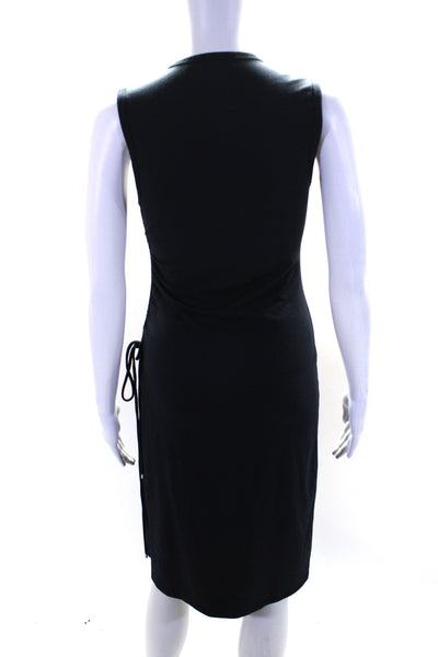 Theory Womens Drawstring Ruched Jersey Sheath Dress Navy Blue Size Small