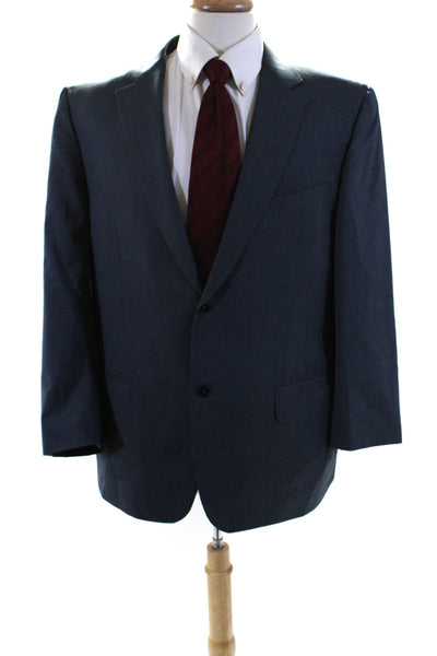 Canali Mens Pinstripe Two Button Blazer Jacket Blue Gray Wool Size 42