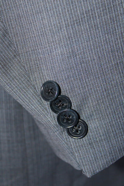 Canali Mens Pinstripe Two Button Blazer Jacket Blue Gray Wool Size 42