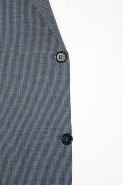 Canali Mens Pinstripe Two Button Blazer Jacket Blue Gray Wool Size 42