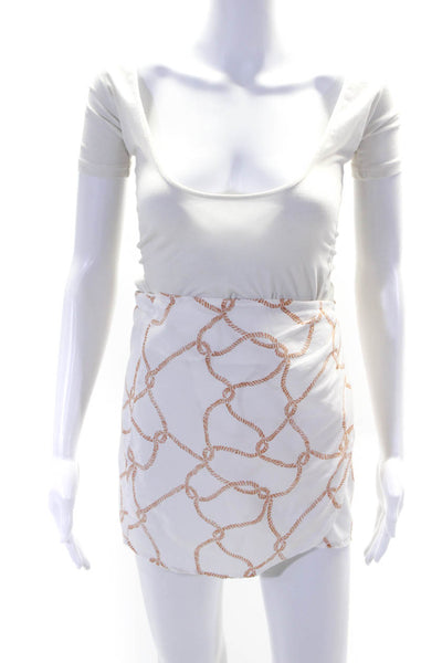 We Wore What Womens Rope Print Mini Wrap Skirt White Tan Size Extra Small