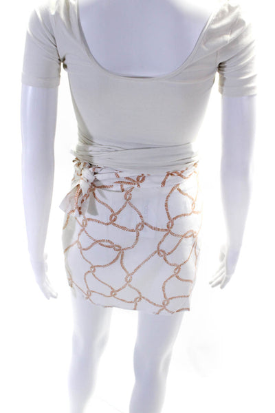 We Wore What Womens Rope Print Mini Wrap Skirt White Tan Size Extra Small