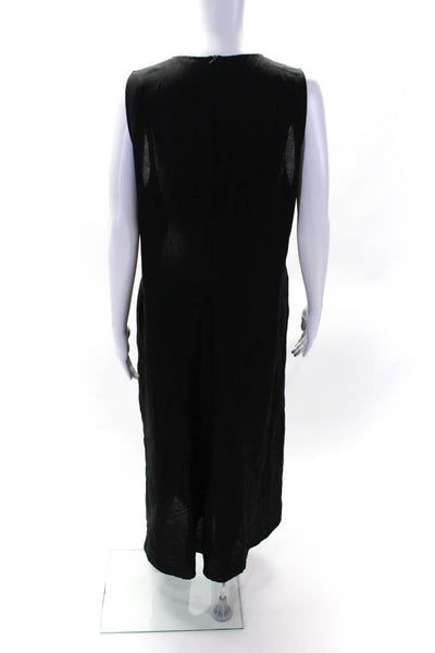 Zara Womens Sleeveless V Neck Maxi A Line Shift Dress Black Size XL