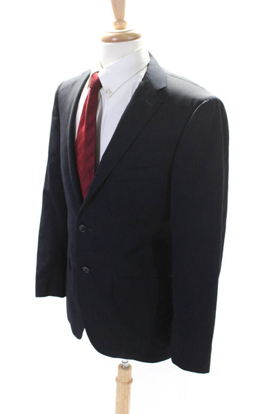 Ralph Ralph Lauren Mens Navy Blue Pinstriped Long Sleeve Blazer Size 40R