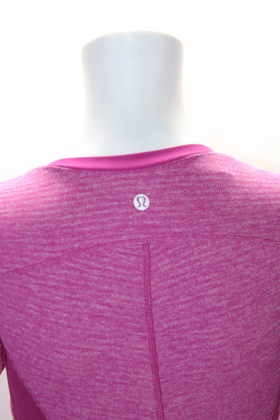 Lululemon Womens Long Sleeve Crew Neck Striped Knit Shirt Pink Size 4