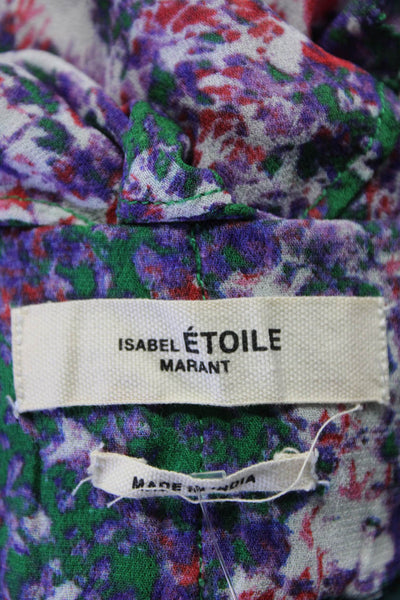 Etoile Isabel Marant Womens Abstract Tiered Mini Skirt Green White Purple FR 34