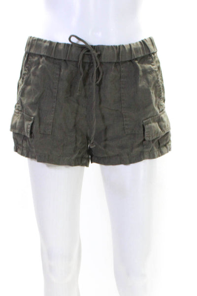 Joie Womens Drawstring Mid Rise Linen Short Shorts Green Size Extra Small