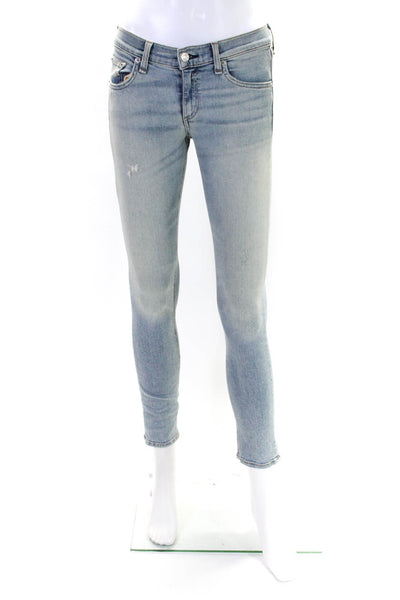 Rag & Bone Jean Womens Mid Rise Distressed Capri Jeans Blue Denim Size 24