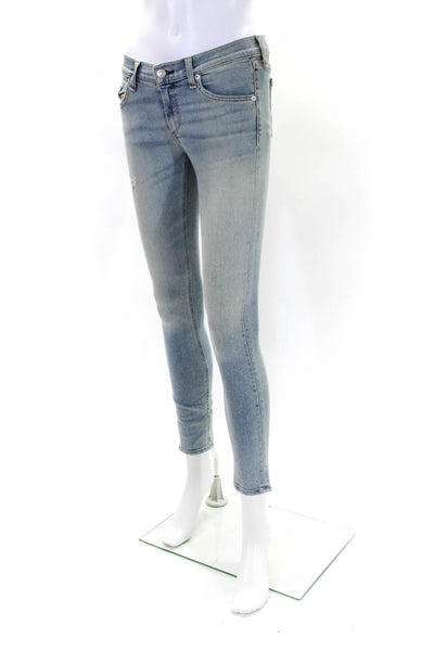 Rag & Bone Jean Womens Mid Rise Distressed Capri Jeans Blue Denim Size 24