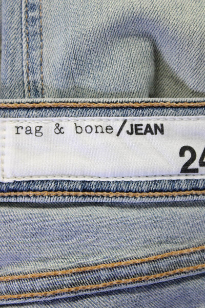 Rag & Bone Jean Womens Mid Rise Distressed Capri Jeans Blue Denim Size 24