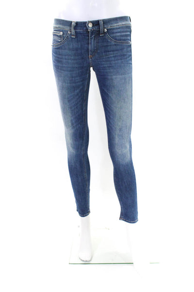 Rag & Bone Womens Zipper Fly Mid Rise Medium Wash Capri Jeans Blue Size 24