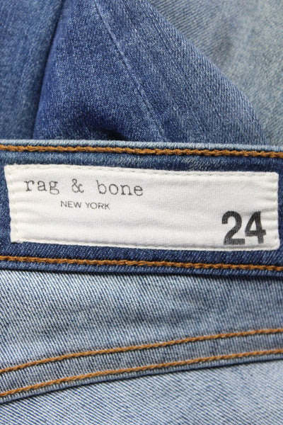 Rag & Bone Womens Zipper Fly Mid Rise Medium Wash Capri Jeans Blue Size 24