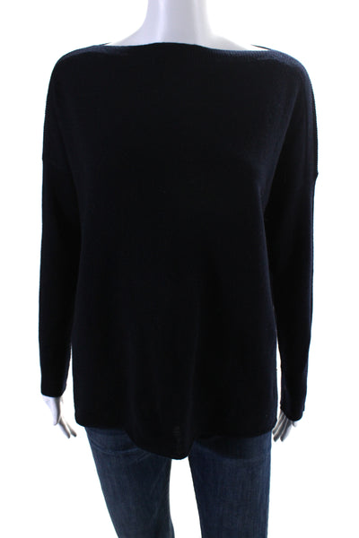 Vince Womens Cashmere Boat Neck Long Sleeves Sweater Black Size Extra Small