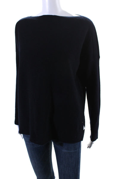 Vince Womens Cashmere Boat Neck Long Sleeves Sweater Black Size Extra Small