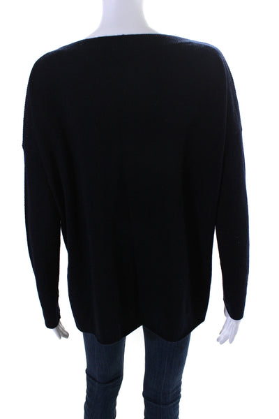 Vince Womens Cashmere Boat Neck Long Sleeves Sweater Black Size Extra Small