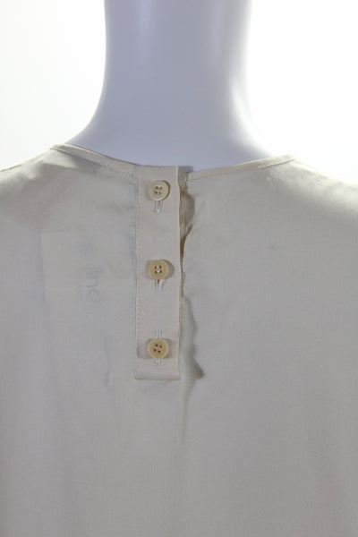 Giorgio Armani Womens Silk Short Sleeve Buttoned Blouse Cream Size 38