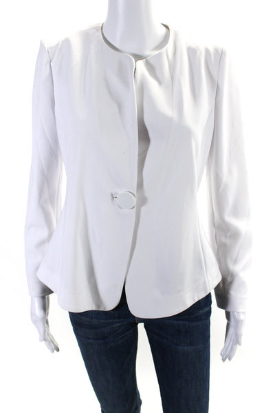 Armani Collezioni Womens Robbed Long Sleeve Unlined Light Jacket White Size 8