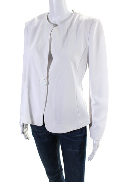 Armani Collezioni Womens Robbed Long Sleeve Unlined Light Jacket White Size 8