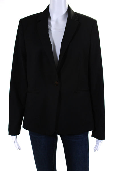 Mng Basics Womens Single Button Notched Lapel Blazer Jacket Black Size 8