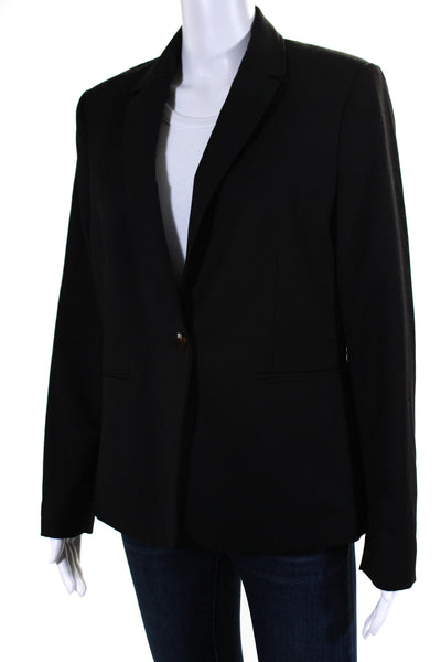 Mng Basics Womens Single Button Notched Lapel Blazer Jacket Black Size 8