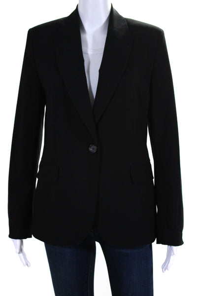 Zara Womens Single Button Pointed Lapel Blazer Jacket Black Size 8