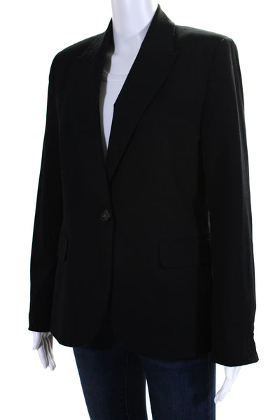 Zara Womens Single Button Pointed Lapel Blazer Jacket Black Size 8