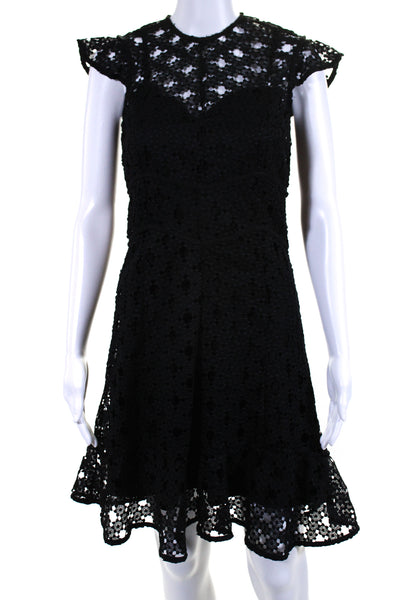 Bardot Womens Short Sleeve Lace Sheath Dress Black Size 4/XS